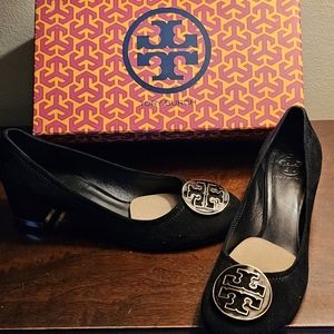 Black Tori Burch suede heels